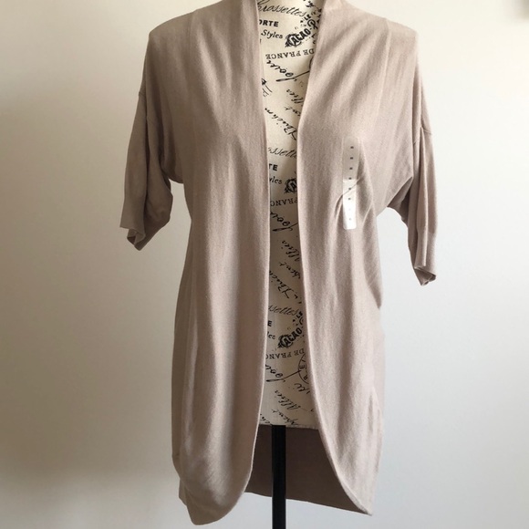 GAP open cardigan, dropped shoulder half sleeve neutral color New, Size XS - Picture 2 of 16